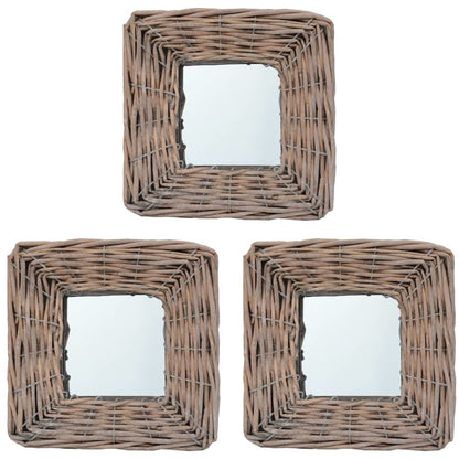 Mirror Natural rattan color Rattan and Glass 5.9 x 5.9 in