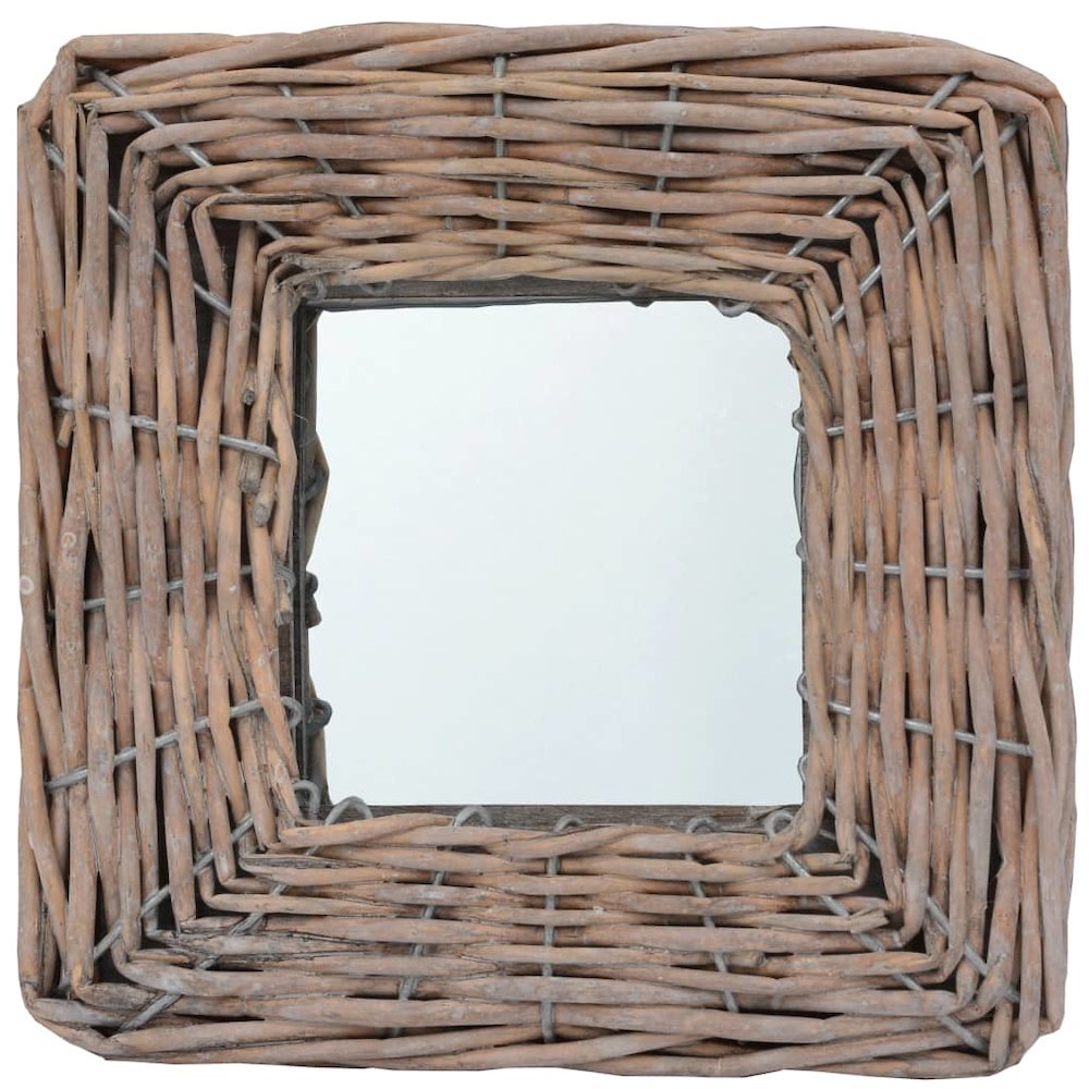 Mirror Natural rattan color Rattan and Glass 5.9 x 5.9 in