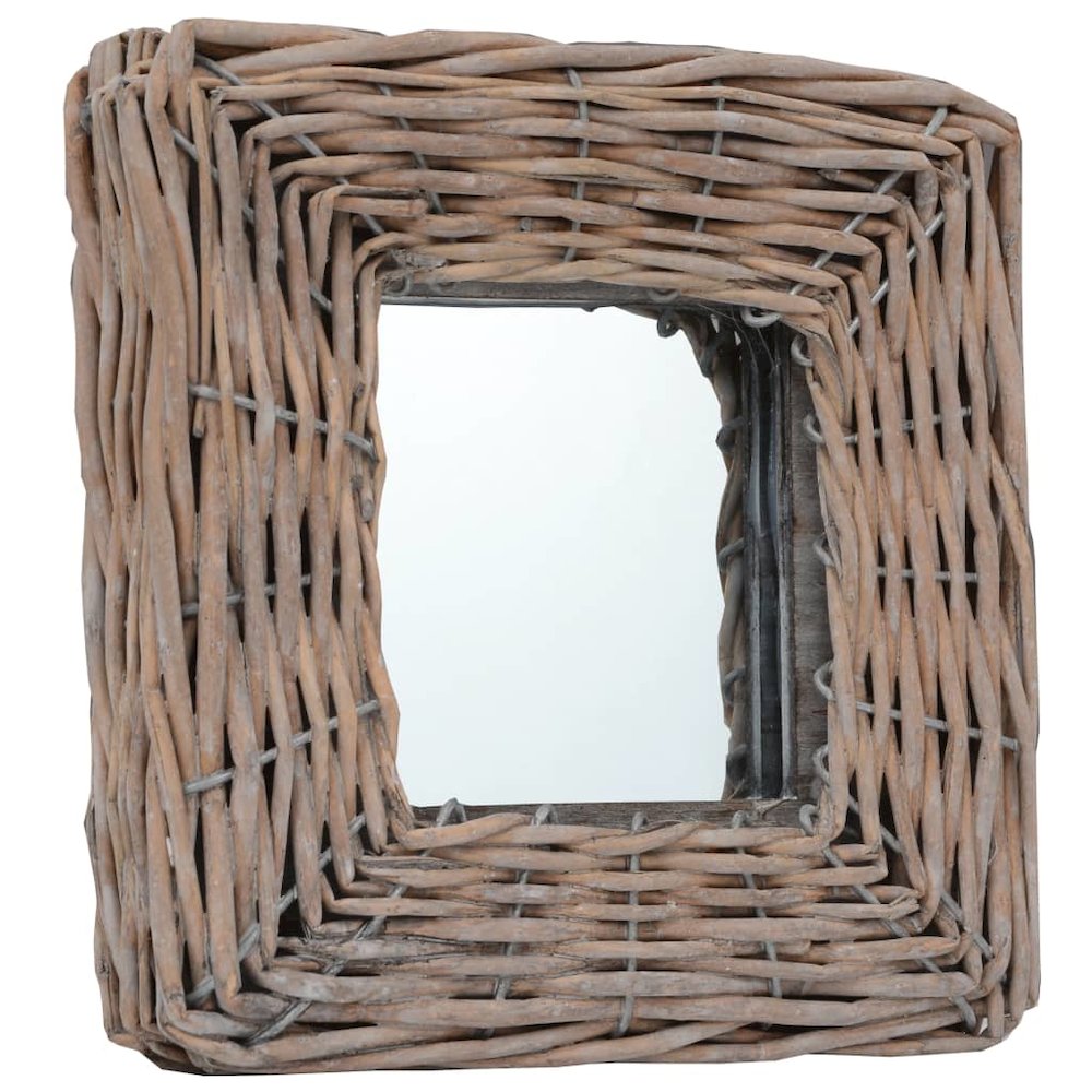 Mirror Natural rattan color Rattan and Glass 5.9 x 5.9 in