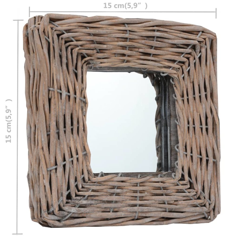 Mirror Natural rattan color Rattan and Glass 5.9 x 5.9 in