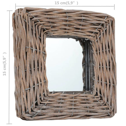 Mirror Natural rattan color Rattan and Glass 5.9 x 5.9 in