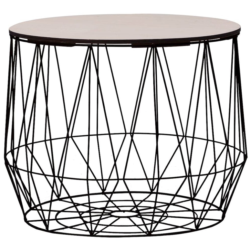 Coffee Table Set of 2 Black Metal, plywood Small Detachable