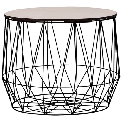 Coffee Table Set of 2 Black Metal, plywood Small Detachable