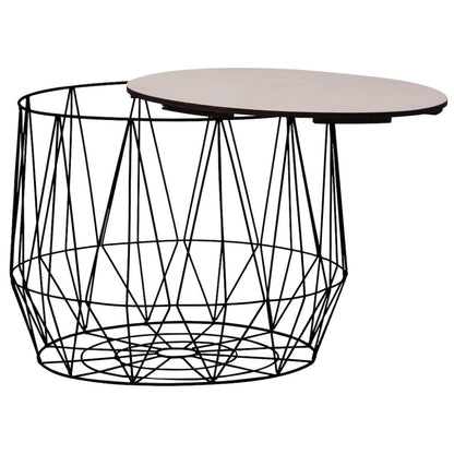 Coffee Table Set of 2 Black Metal, plywood Small Detachable