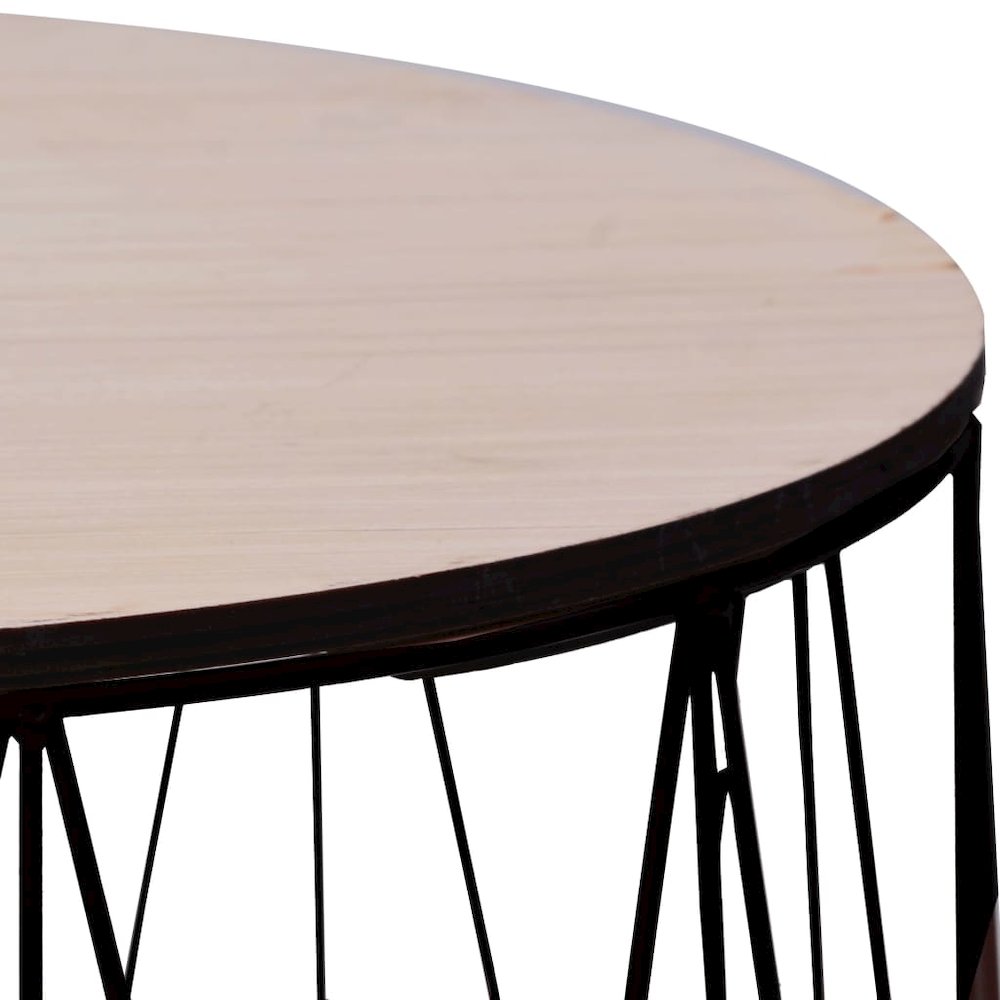 Coffee Table Set of 2 Black Metal, plywood Small Detachable