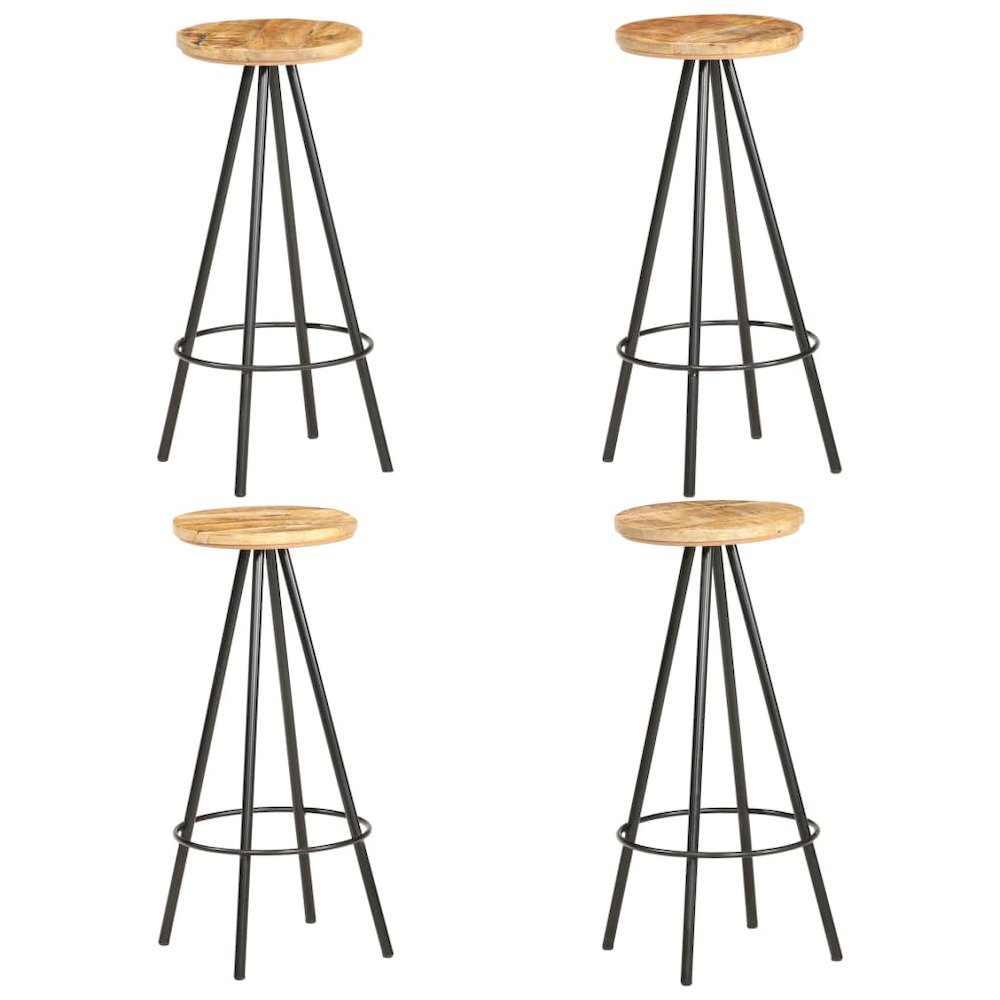 Bar Stool Set of 4 Brown and Black