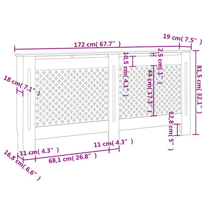 vidaXL Radiator Cover Black 67.7"x17.5"x31.9" MDF, 288198