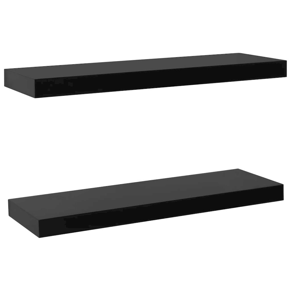 Wall Mounted Shelf Set of 2 Black MDF 23.6 in x 7.9 in x 1.5 in