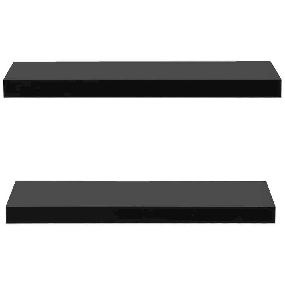 Wall Mounted Shelf Set of 2 Black MDF 23.6 in x 7.9 in x 1.5 in
