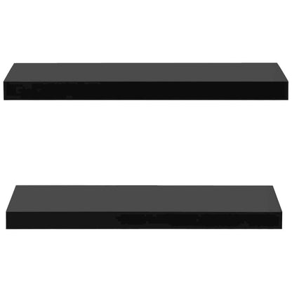 Wall Mounted Shelf Set of 2 Black MDF 23.6 in x 7.9 in x 1.5 in