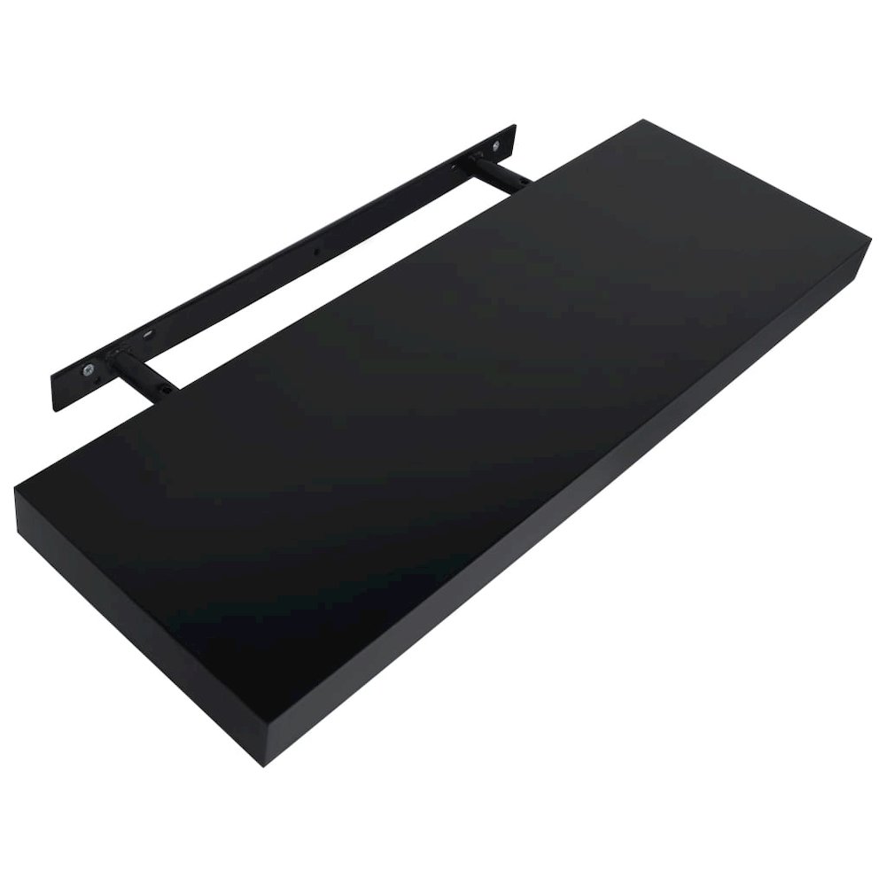 Wall Mounted Shelf Set of 2 Black MDF 23.6 in x 7.9 in x 1.5 in