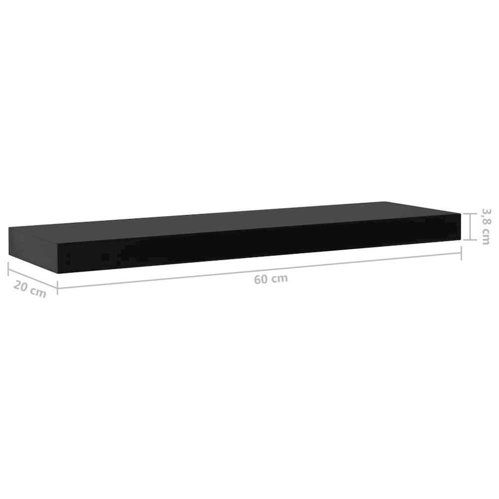 Wall Mounted Shelf Set of 2 Black MDF 23.6 in x 7.9 in x 1.5 in