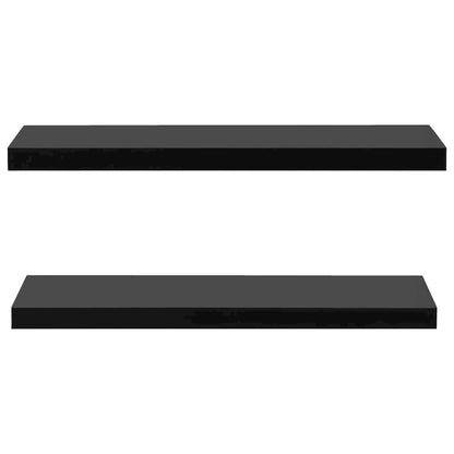 Wall Mounted Shelf Set of 2 Black MDF 39.4x7.9x1.5 in