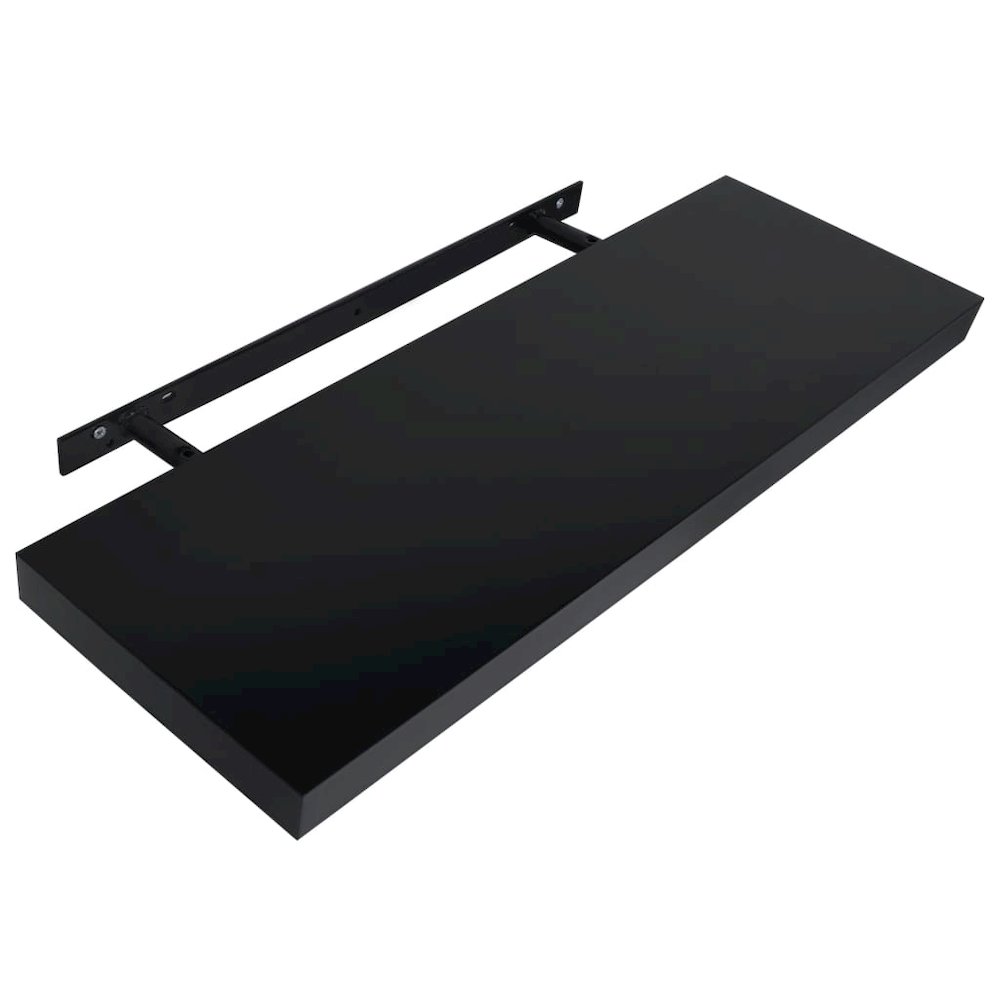 Wall Mounted Shelf Set of 2 Black MDF 39.4x7.9x1.5 in