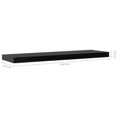 Wall Mounted Shelf Set of 2 Black MDF 39.4x7.9x1.5 in