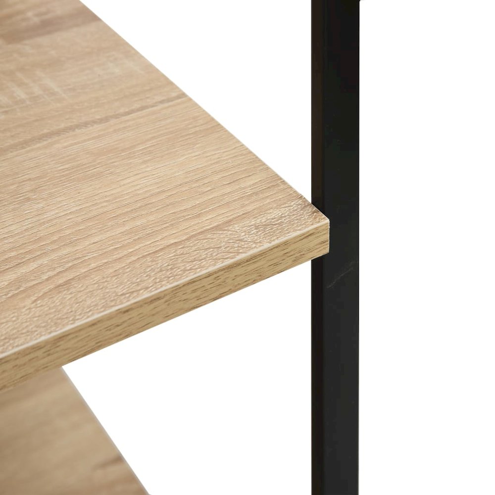 Microwave Cabinet Black and Oak 23.6"x15.6"x48.4" Engineered Wood