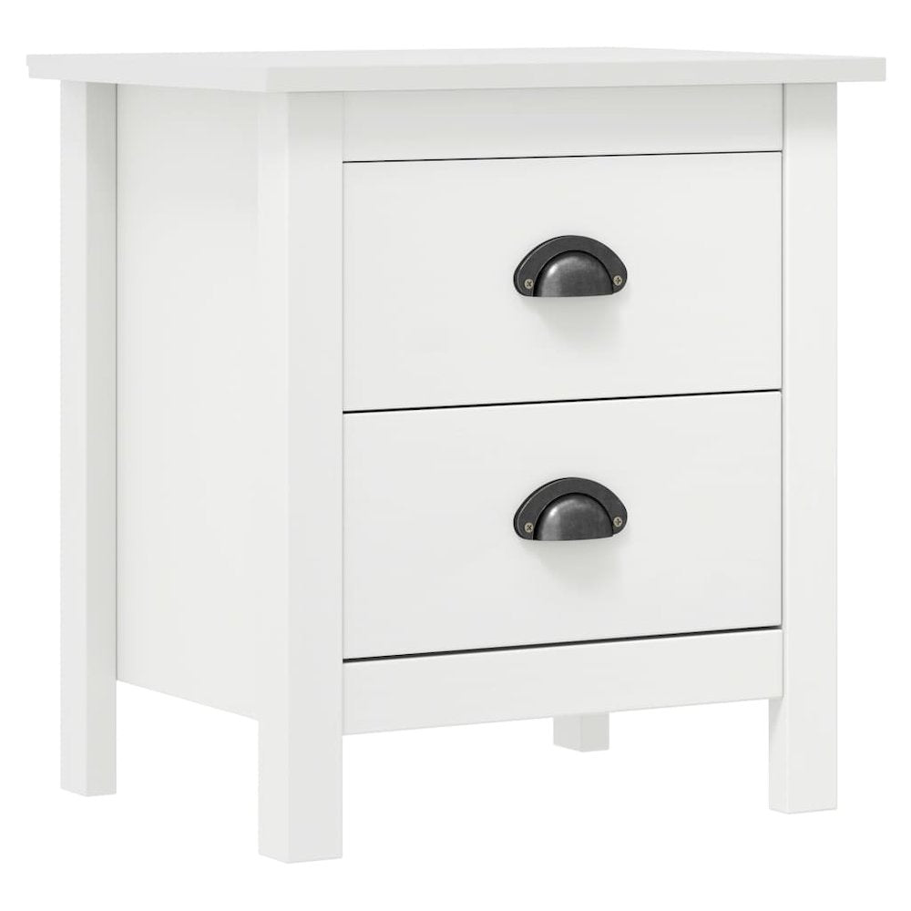 Bedside Cabinet Set of 2 White Solid pine wood Medium