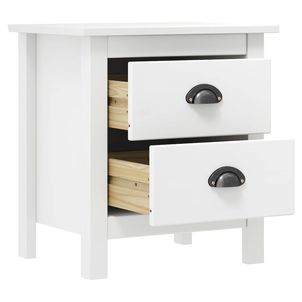Bedside Cabinet Set of 2 White Solid pine wood Medium
