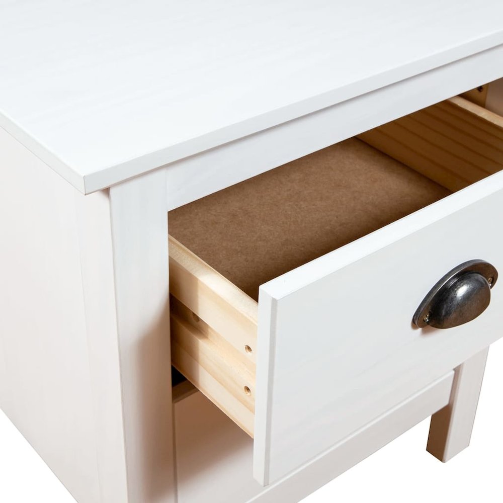 Bedside Cabinet Set of 2 White Solid pine wood Medium