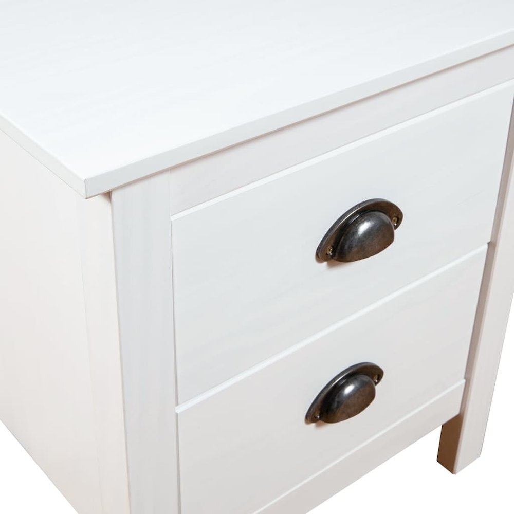 Bedside Cabinet Set of 2 White Solid pine wood Medium