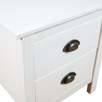Bedside Cabinet Set of 2 White Solid pine wood Medium