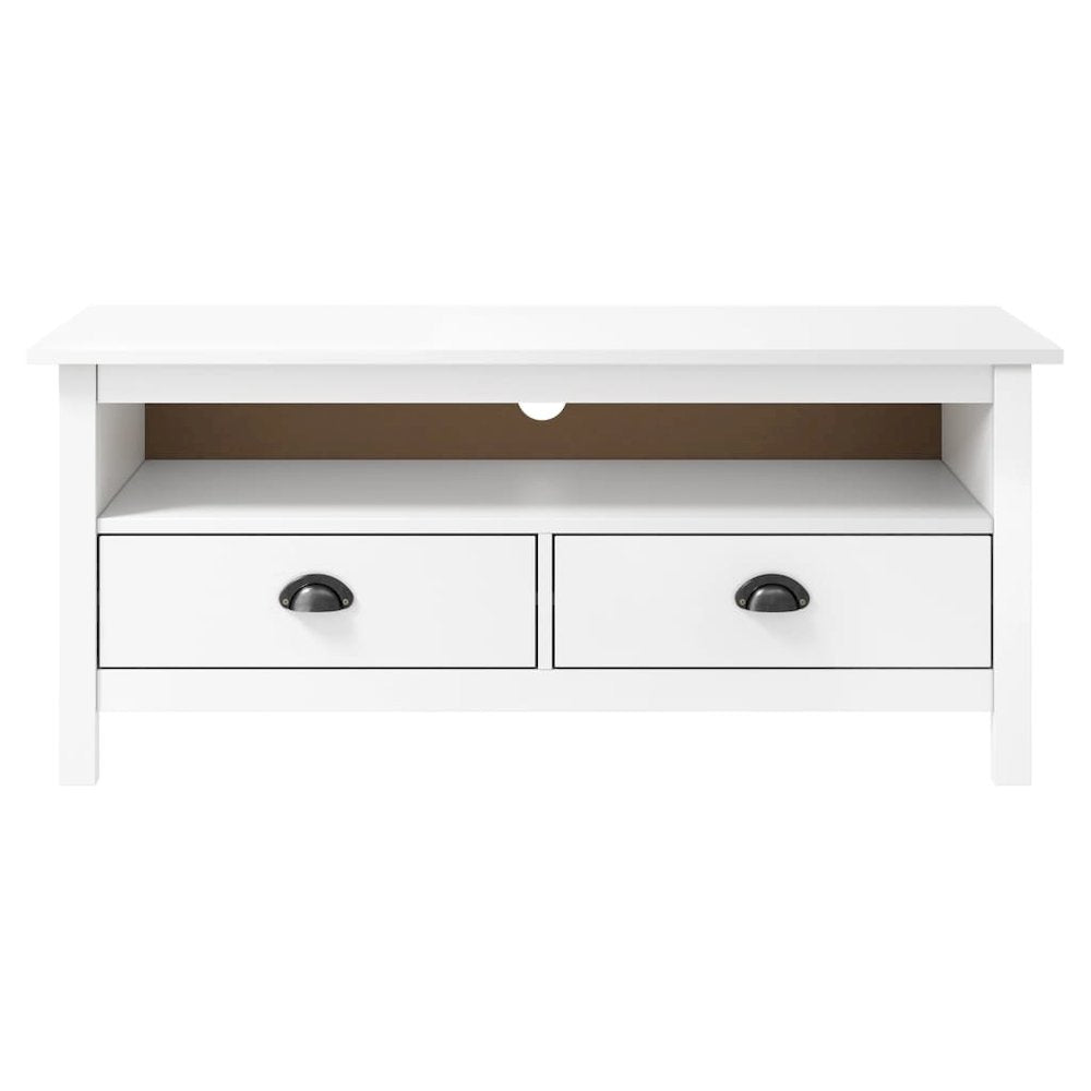 TV Cabinet White Solid pine wood Medium TV Cabinet Rectangular