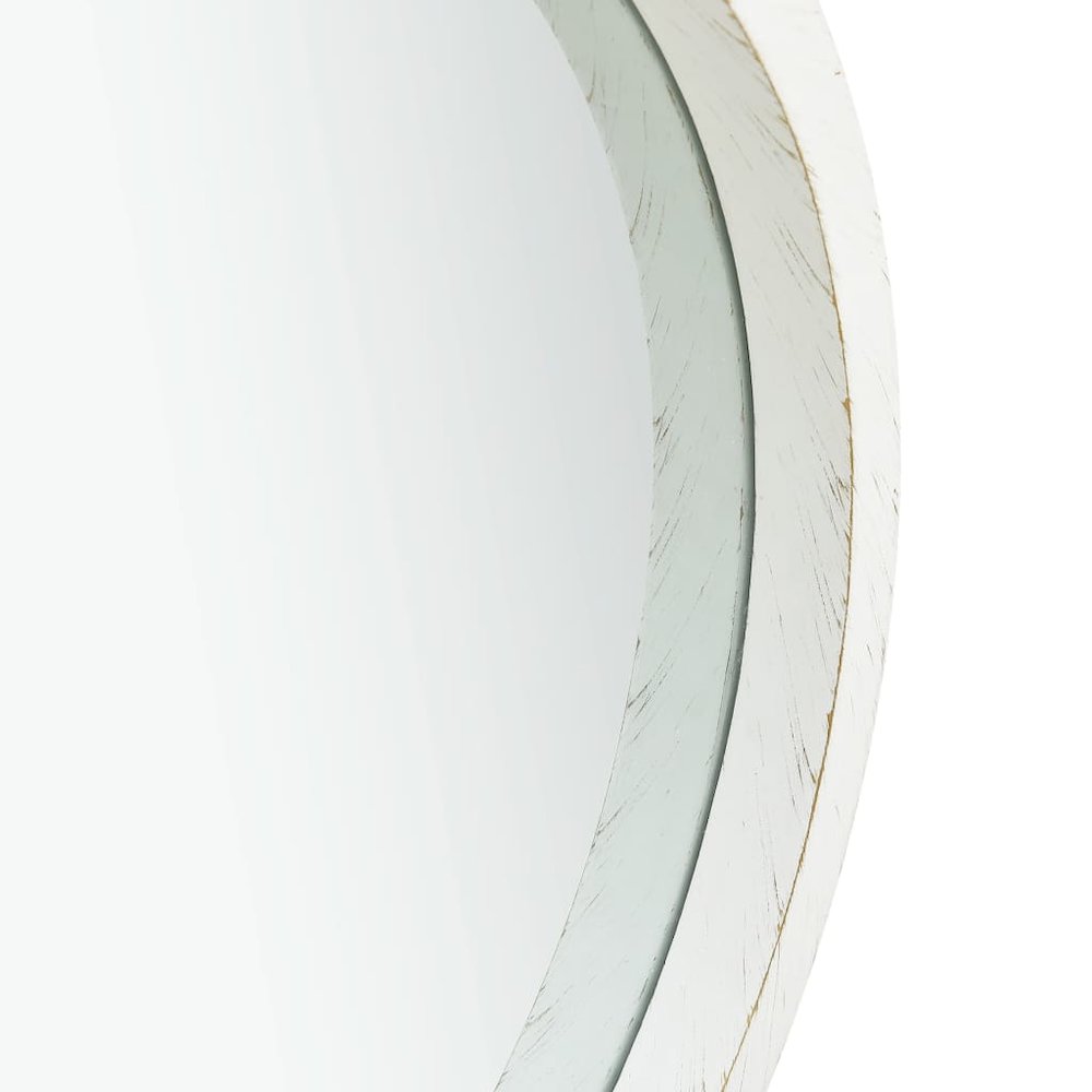 Wall Mirror White, Brown Faux Leather, Paulownia Wood, Glass Large