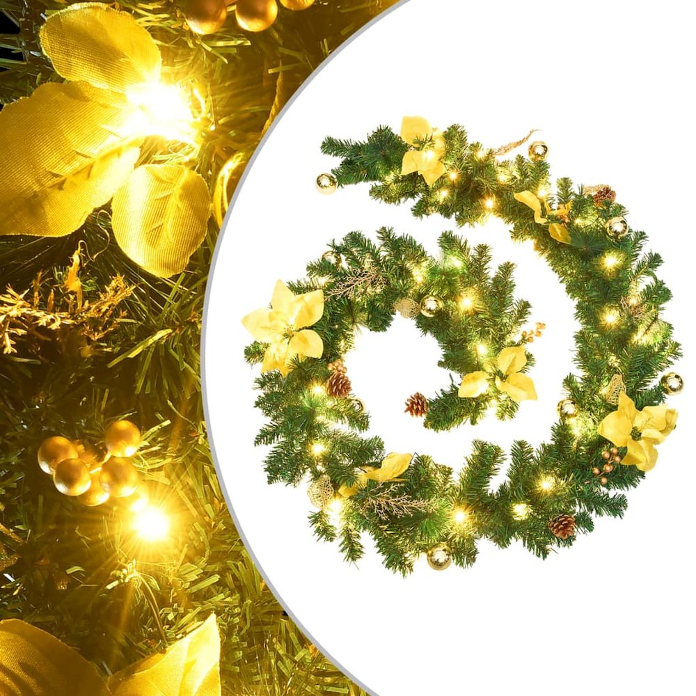 Christmas Garland Green and Gold PVC 8.9 feet Christmas Garland