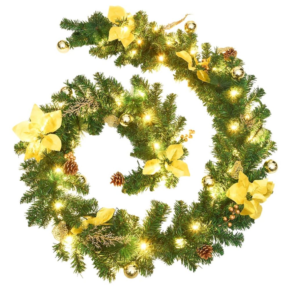 Christmas Garland Green and Gold PVC 8.9 feet Christmas Garland