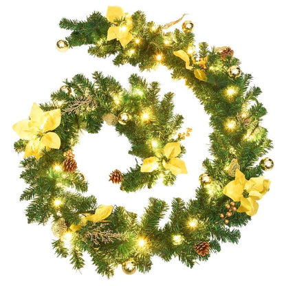 Christmas Garland Green and Gold PVC 8.9 feet Christmas Garland