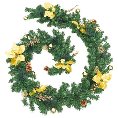 Christmas Garland Green and Gold PVC 8.9 feet Christmas Garland
