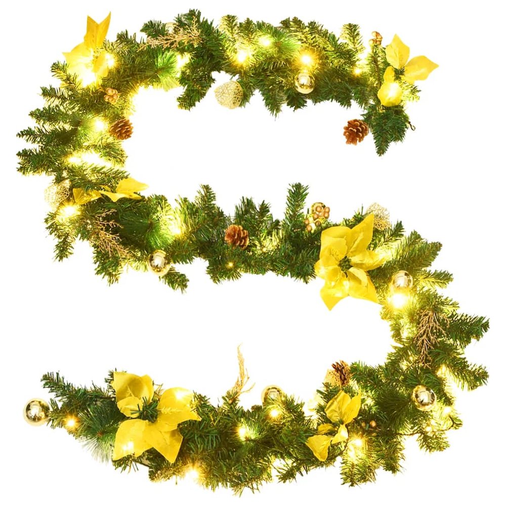Christmas Garland Green and Gold PVC 8.9 feet Christmas Garland