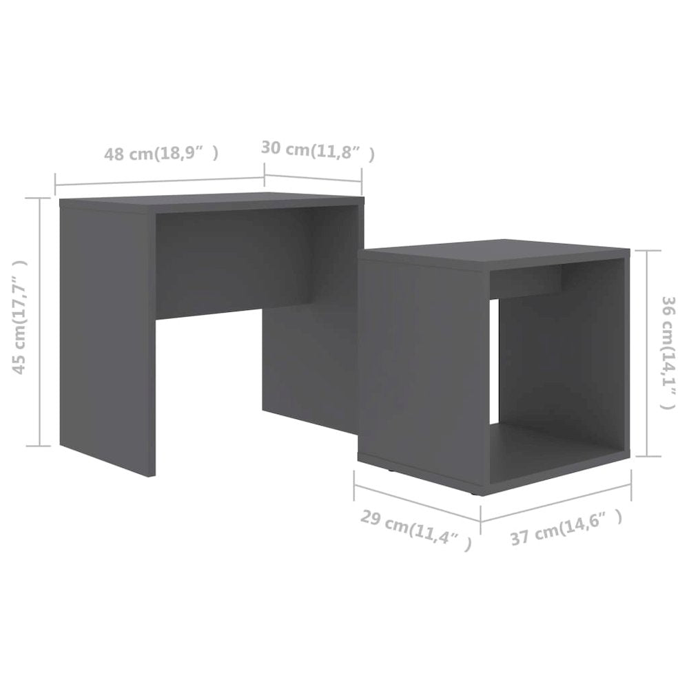 Coffee Table Gray Engineered wood Small Stackable Rectangular