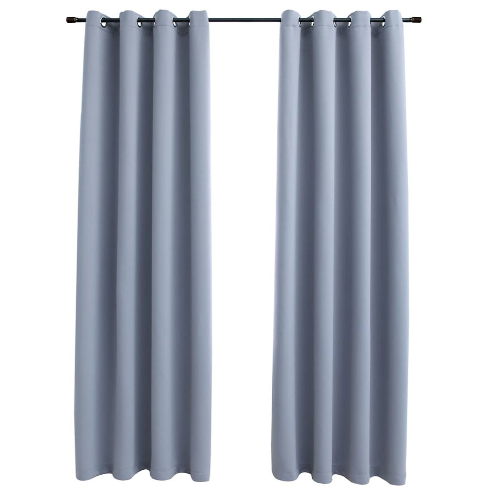 vidaXL Blackout Curtains with Rings 2 pcs Gray 54"x84" Fabric, 134850