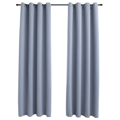 vidaXL Blackout Curtains with Rings 2 pcs Gray 54"x84" Fabric, 134850