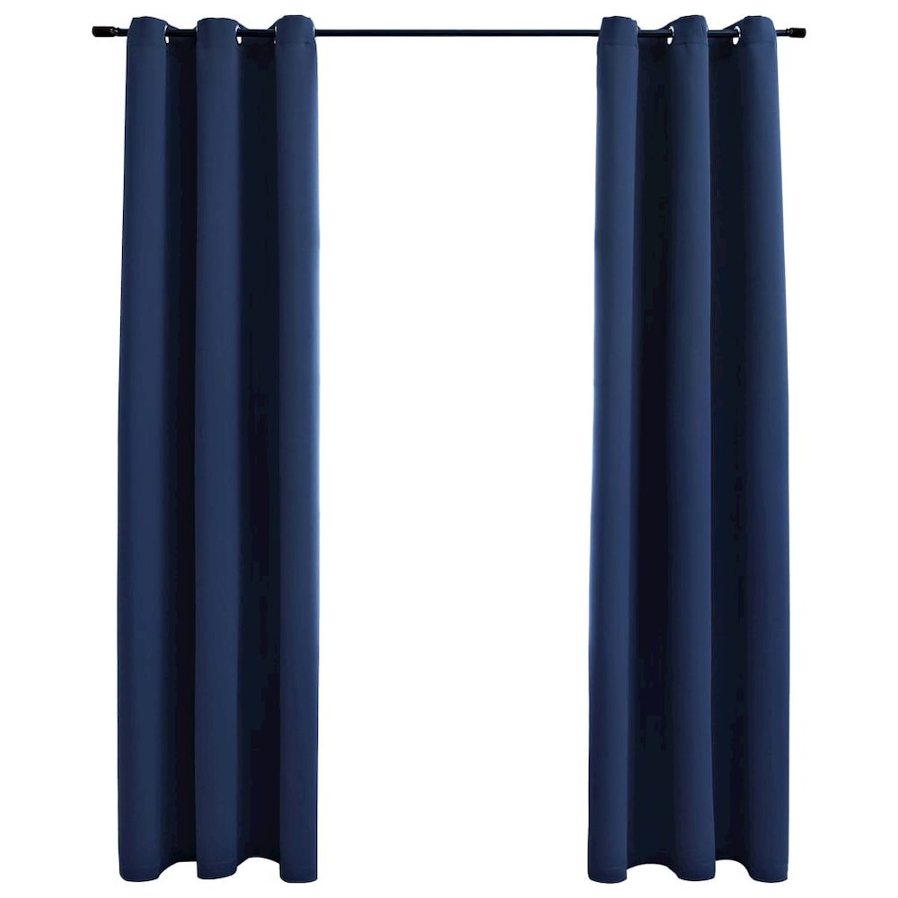 vidaXL Blackout Curtains with Rings 2 pcs Navy Blue 37"x84" Fabric, 134859