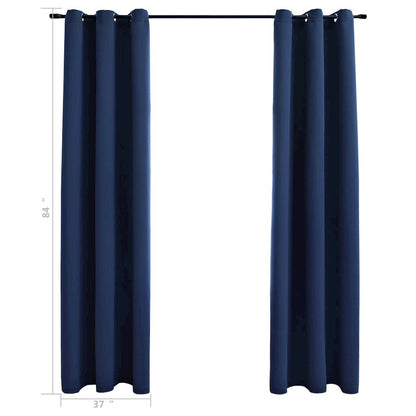 vidaXL Blackout Curtains with Rings 2 pcs Navy Blue 37"x84" Fabric, 134859