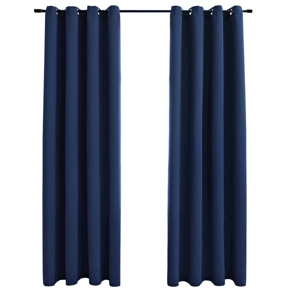 vidaXL Blackout Curtains with Rings 2 pcs Navy Blue 54"x95" Fabric, 134863