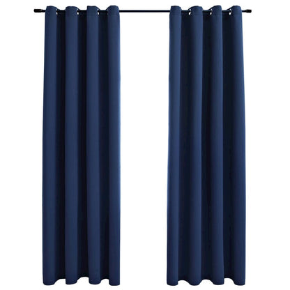 vidaXL Blackout Curtains with Rings 2 pcs Navy Blue 54"x95" Fabric, 134863