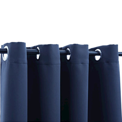 vidaXL Blackout Curtains with Rings 2 pcs Navy Blue 54"x95" Fabric, 134863