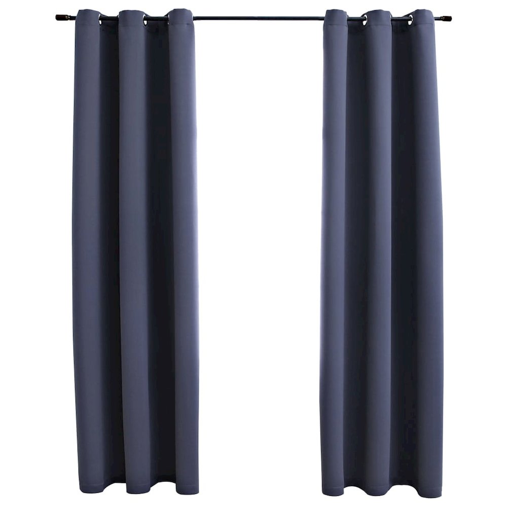 vidaXL Blackout Curtains with Rings 2 pcs Anthracite 37"x63" Fabric, 134840