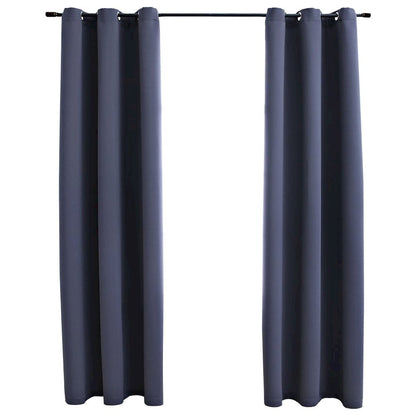 vidaXL Blackout Curtains with Rings 2 pcs Anthracite 37"x63" Fabric, 134840