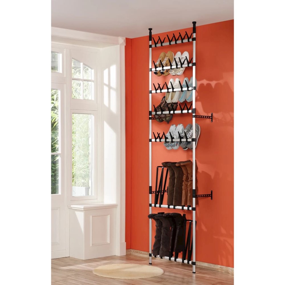 Shoe Rack Silver and black Aluminum, plastic