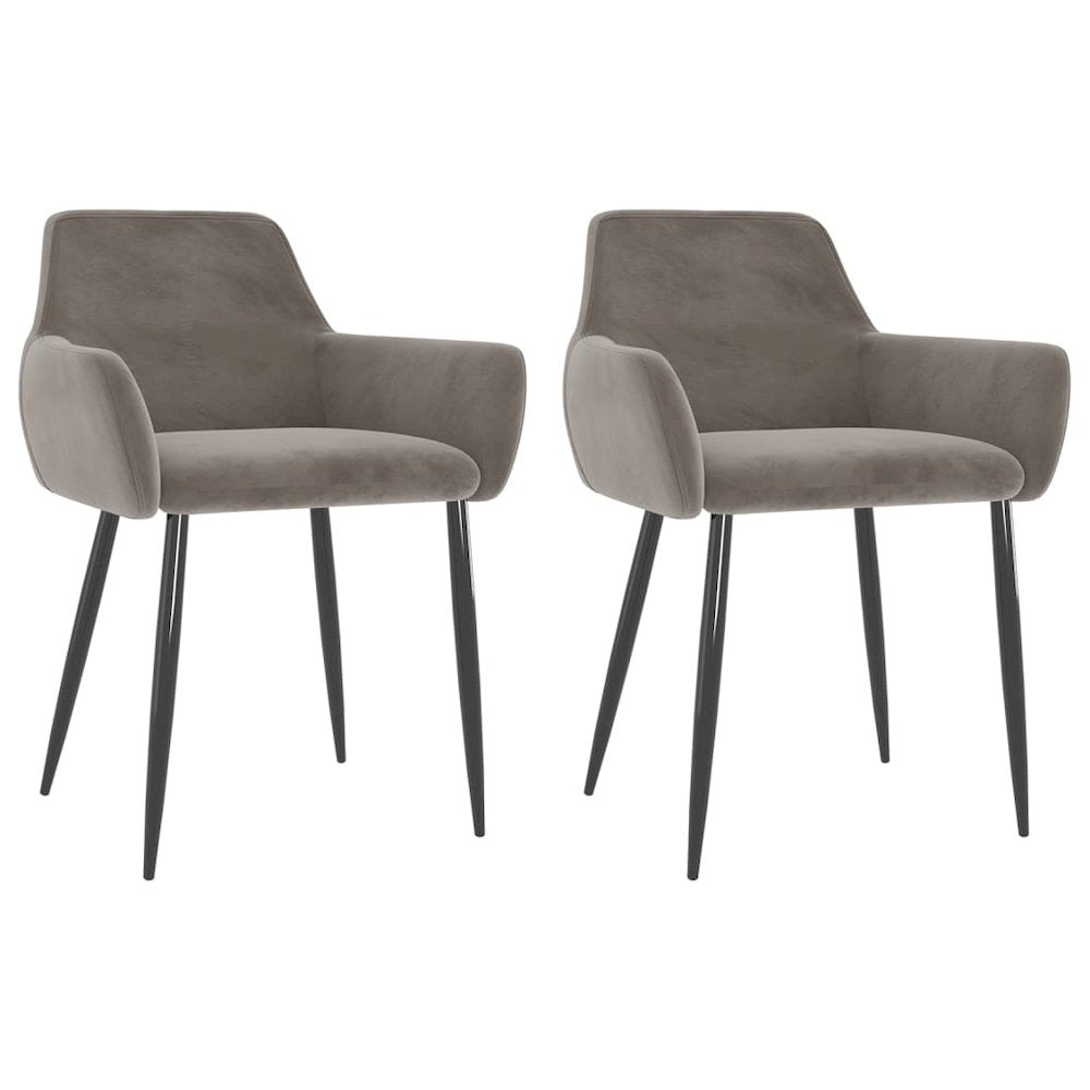 Dining Chair Set of 2 Light gray Velvet (100% polyester), metal