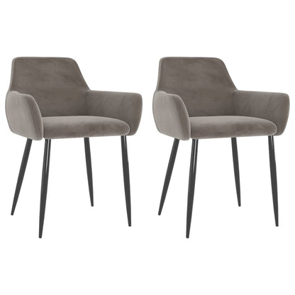 Dining Chair Set of 2 Light gray Velvet (100% polyester), metal