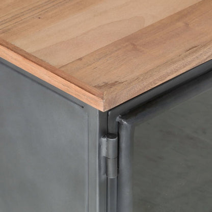 TV Cabinet Grey Solid acacia wood, glass, steel Medium TV Cabinet