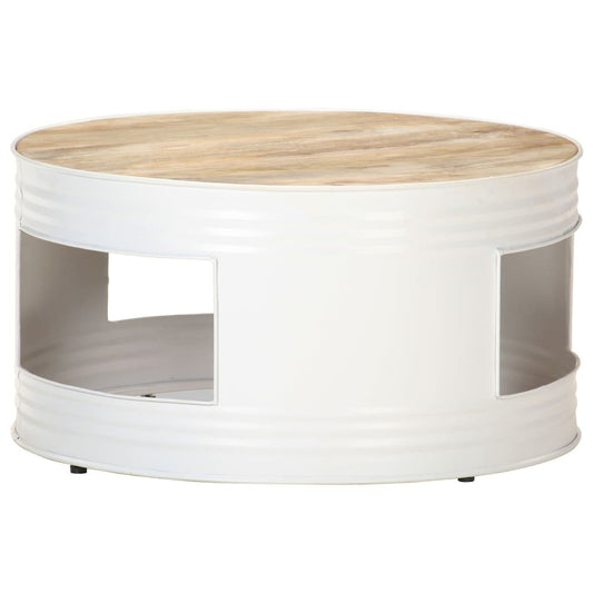 Coffee Table White Mango Wood, Powder-Coated Iron Medium Durable