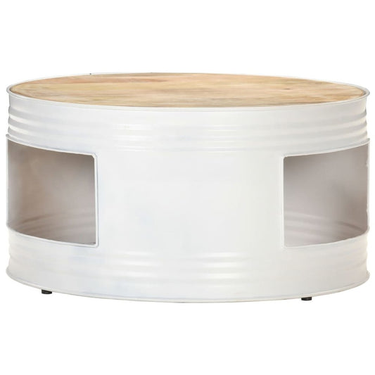 Coffee Table White Mango Wood, Powder-Coated Iron Medium Durable