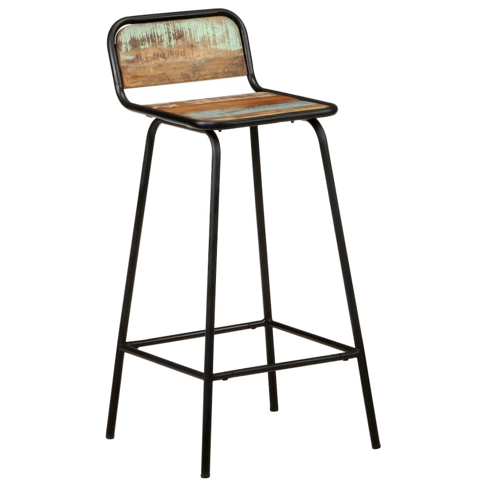 Bar Chair Set of 2 Mixed color finish Solid reclaimed wood