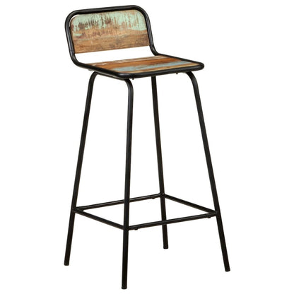 Bar Chair Set of 2 Mixed color finish Solid reclaimed wood